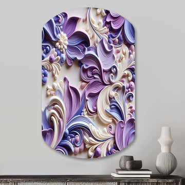 Purple Lavender Persian Paisleys - Asymmetric Metal Wall Art